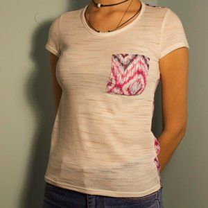 White and Pink Bi-color T-Shirt